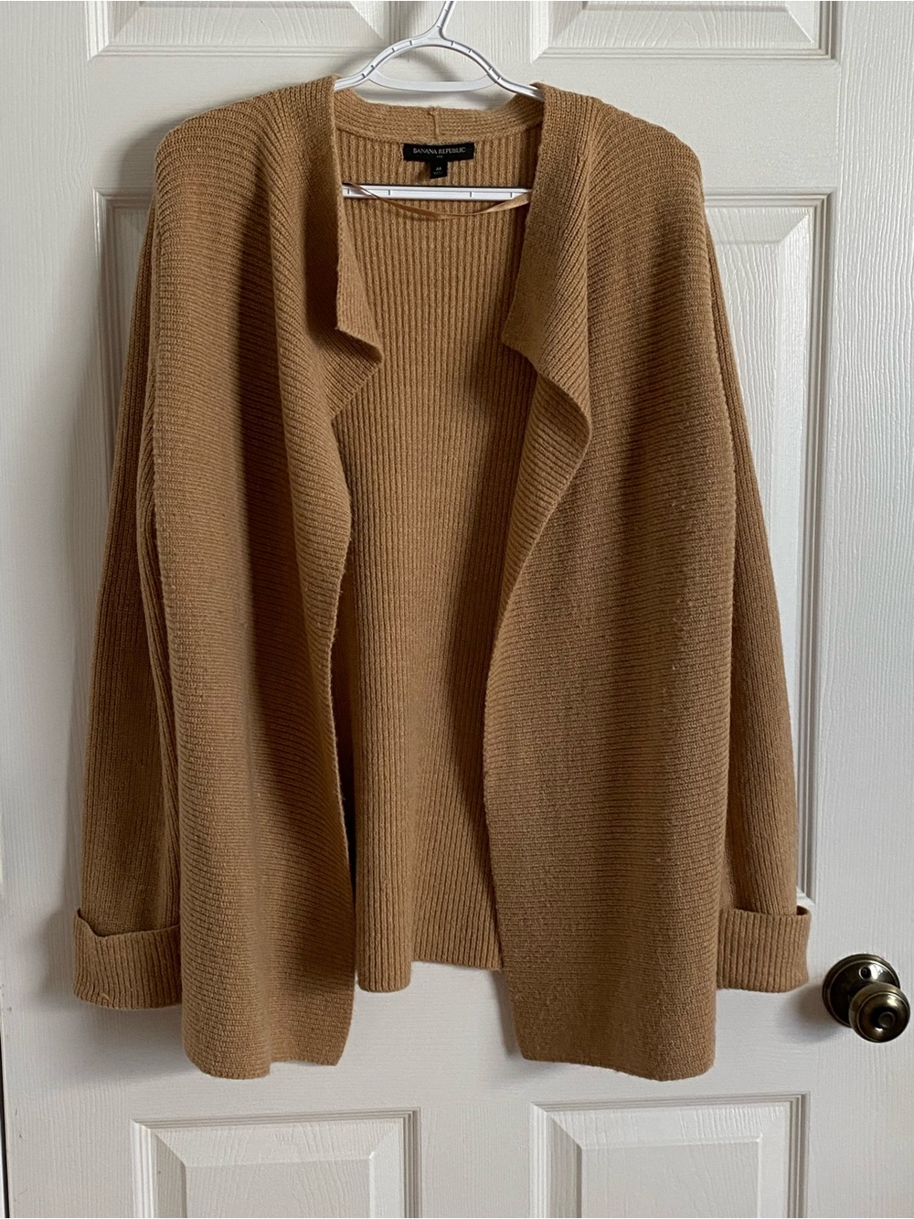 Banana Republic Camel Brown Open Front Ribbed Knit Cardigan Sweater | Size M